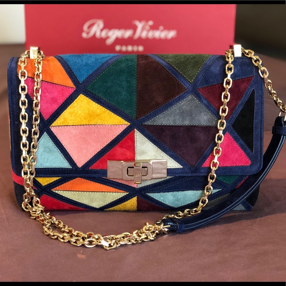 Roger Vivier Prismick suede leather handbag
